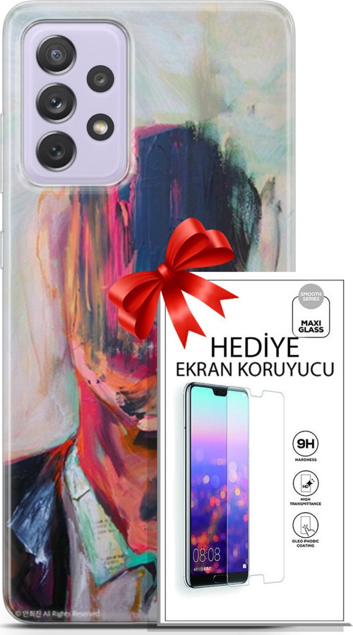 Samsung Galaxy A52 Kılıf Orijinal Seri Soul 22 Acivert Pembe Kap + Ekran Koruyucu