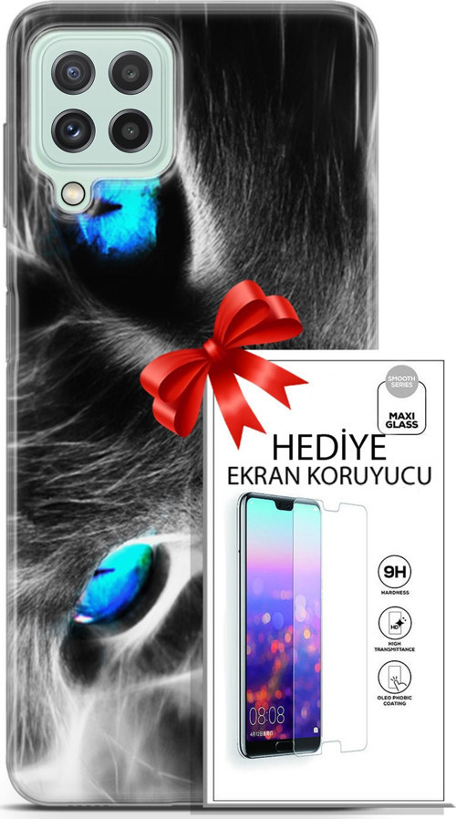 Samsung Galaxy A22 Kılıf Orijinal Seri Scotish-British 26 Amerikan Kedisi Soft Kapak + Ekran Koruyucu