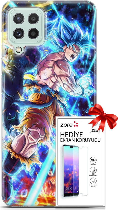 Samsung Galaxy A22 Kılıf Orijinal Seri Supers 11 Dragon Ball Anime 4K Baskılı Kılıf + Ekran Koruyucu