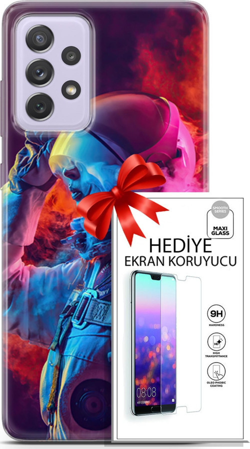 Samsung Galaxy A52 Kılıf Orijinal Seri Neo 18 Spider Man Noir Parlak Kılıf + Ekran Koruyucu Full Koruma