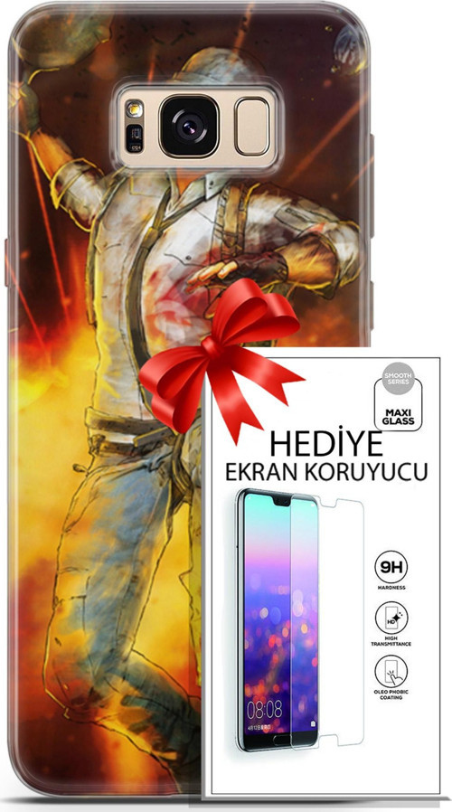Samsung Galaxy S8 Kılıf Orijinal Seri Pubg 06 Tavalı Karakter Koruyucu Kapak Ekran Koruyucu