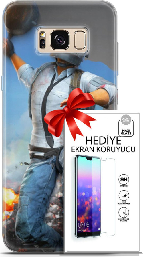 Samsung Galaxy S8 Kılıf Orijinal Seri Pubg 01 Action Figur Telefon Kılıfı + Ekran Koruyucu