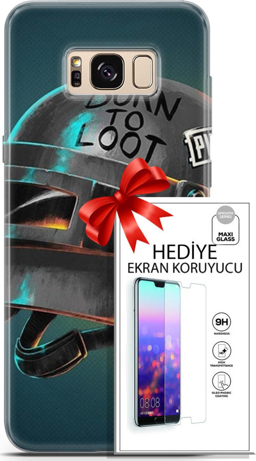Samsung Galaxy S8 Kılıf Orijinal Seri Pubg 19 Born To Loot Tam Koruma Kılıf + Ekran Koruyucu