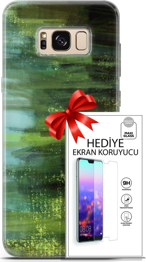 Samsung Galaxy S8 Kılıf Orijinal Seri Nature 21 Çalılar Darbe Önleyici Kapak + Ön Ekran Koruyucu