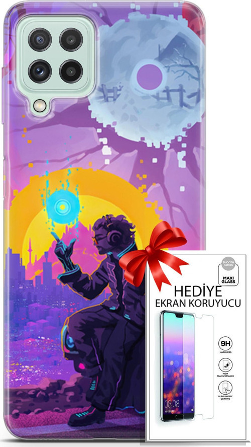 Samsung Galaxy A22 Kılıf Orijinal Seri Cardano 25 Araba Soyulmayan Kılıf + Ekran Koruyucu Full Koruma