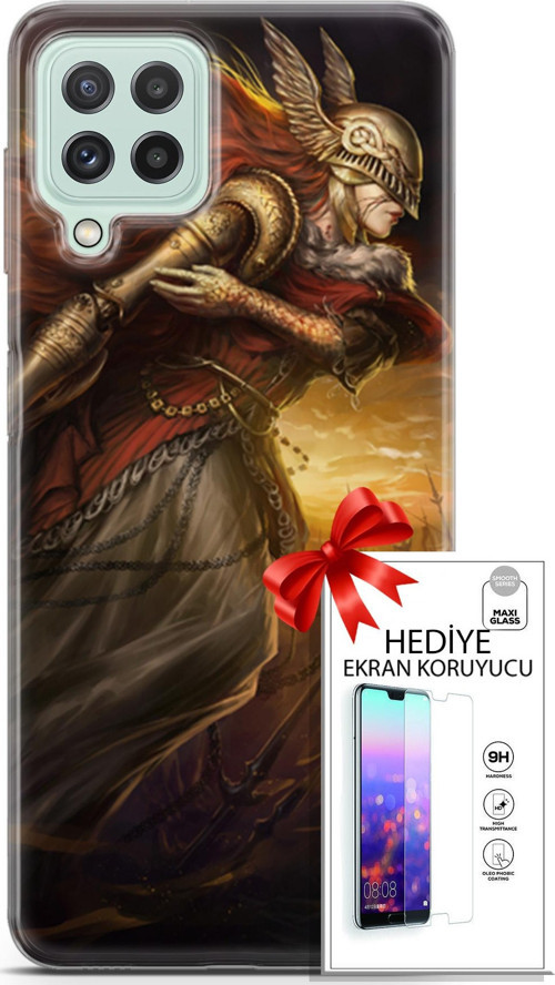 Samsung Galaxy A22 Kılıf Orijinal Seri Cardano 29 Şövalye Leke Tutmaz Kapak + Ekran Koruyucu