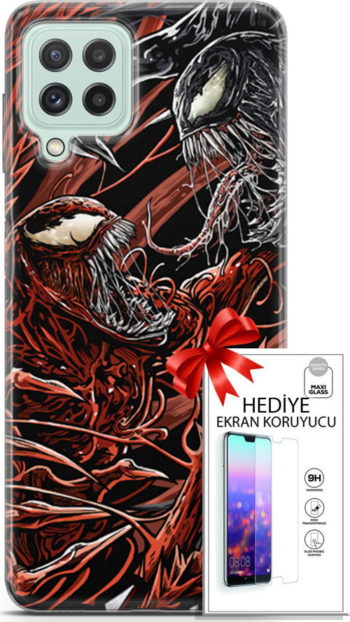 Samsung Galaxy A22 Kılıf Orijinal Seri Cardano 21 Stranger Darbe Önleyici Kapak + Ön Ekran Koruyucu