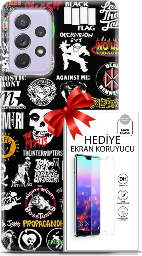 Samsung Galaxy A52 Kılıf Orijinal Seri Punky 29 Armalar Leke Tutmaz Kapak + Ekran Koruyucu