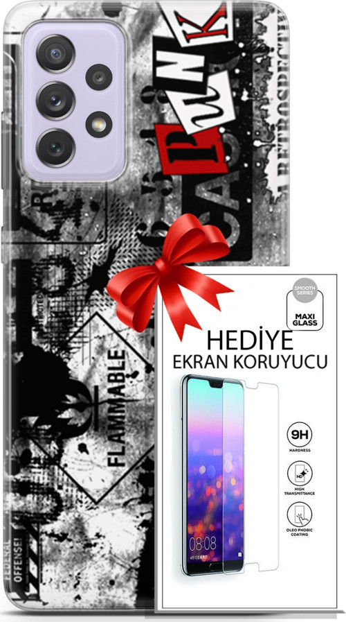 Samsung Galaxy A52 Kılıf Orijinal Seri Punky 26 Retrospective Soft Kapak + Ekran Koruyucu