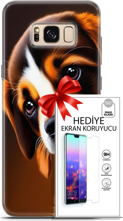 Samsung Galaxy S8 Kılıf Orijinal Seri Dogs 05 Üzgün Yavru Koruma Kılıfı + Ekran Koruyucu