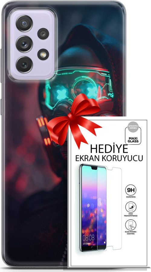 Samsung Galaxy A52 Kılıf Orijinal Seri Cyberpunk 03 Vr Maske Arka Kapak + Ekran Koruyucu