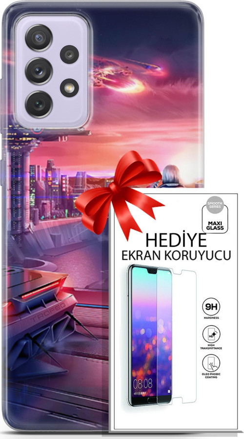 Samsung Galaxy A52 Kılıf Orijinal Seri Cyberpunk 13 Dünya Dışı Case Kapak Ekran Koruyucu