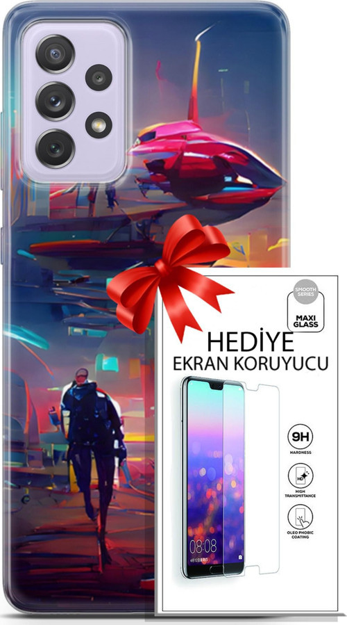 Samsung Galaxy A52 Kılıf Orijinal Seri Cyberpunk 12 Mars Tasarım Kılıf + Ekran Koruyucu