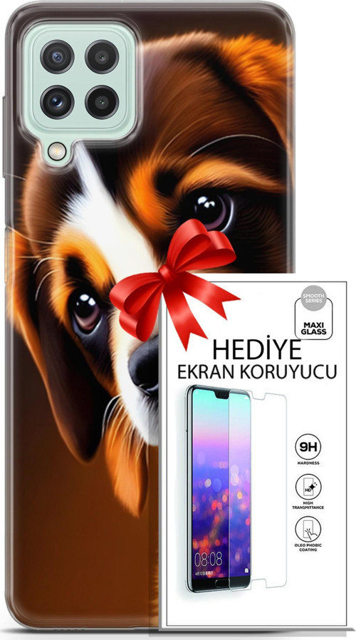 Samsung Galaxy A22 Kılıf Orijinal Seri Dogs 05 Üzgün Yavru Koruma Kılıfı + Ekran Koruyucu