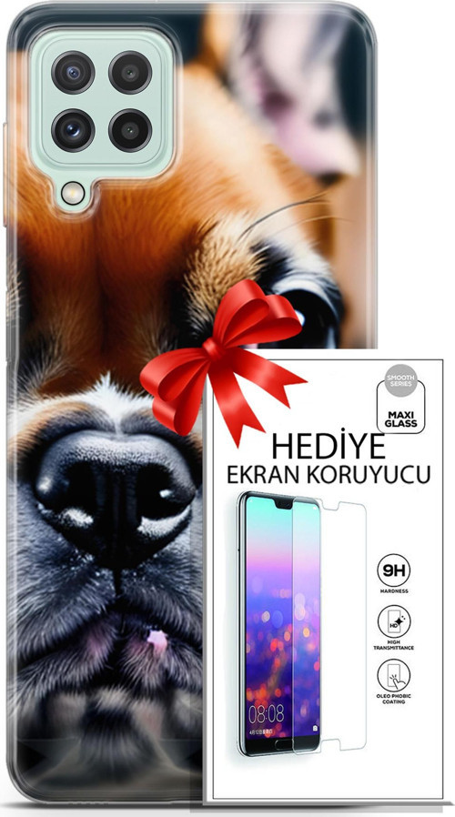 Samsung Galaxy A22 Kılıf Orijinal Seri Dogs 10 İngiliz Mastiff Full Hd Kılıf + Ekran Koruyucu