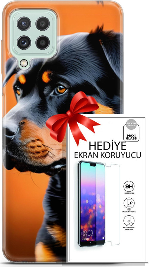 Samsung Galaxy A22 Kılıf Orijinal Seri Dogs 23 Rottweiler Telefon Kabı Ve Ekran Koruyucu