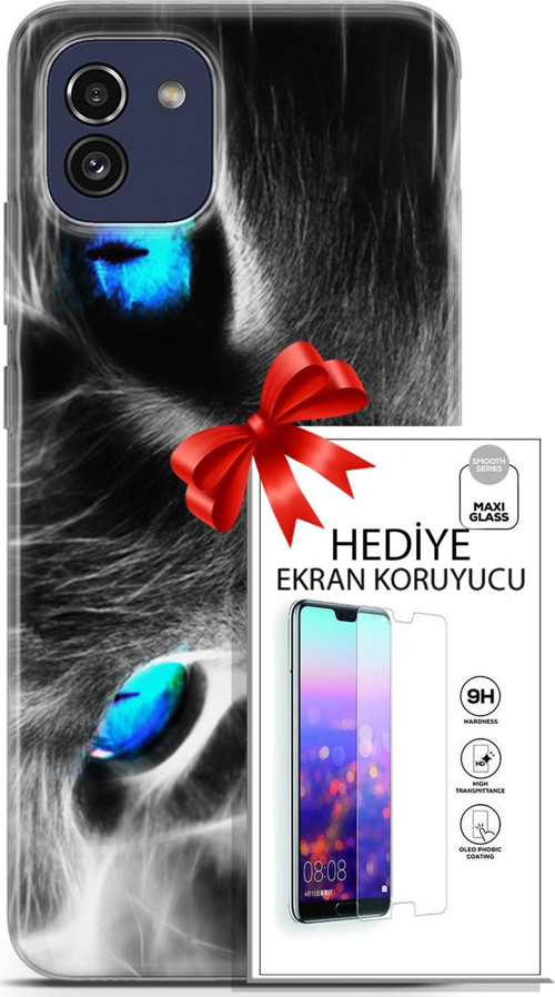 Samsung Galaxy A03 Kılıf Orijinal Seri Scotish-British 26 Amerikan Kedisi Soft Kapak + Ekran Koruyucu