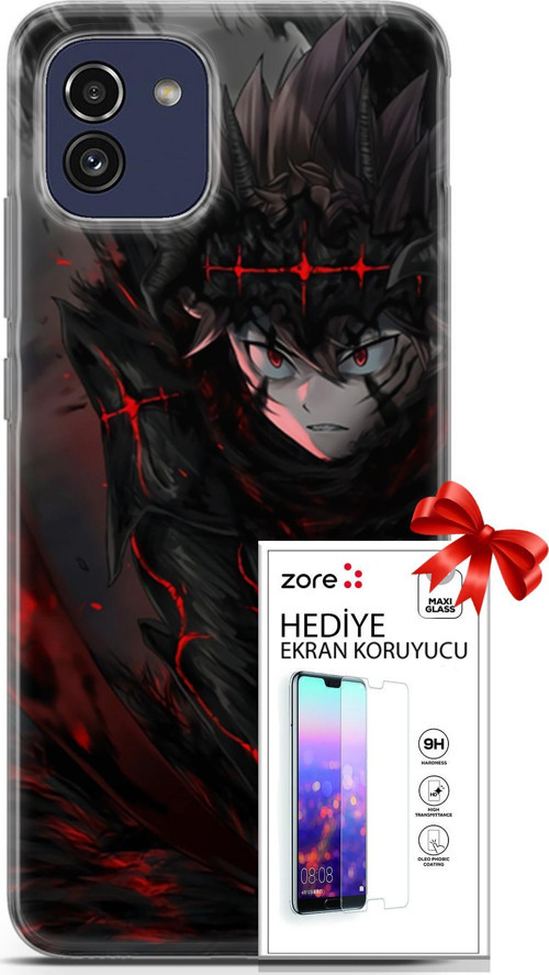 Samsung Galaxy A03 Kılıf Orijinal Seri Supers 14 Asta Devil Anime Cover Kılıf + Ön Ekran Koruyucu