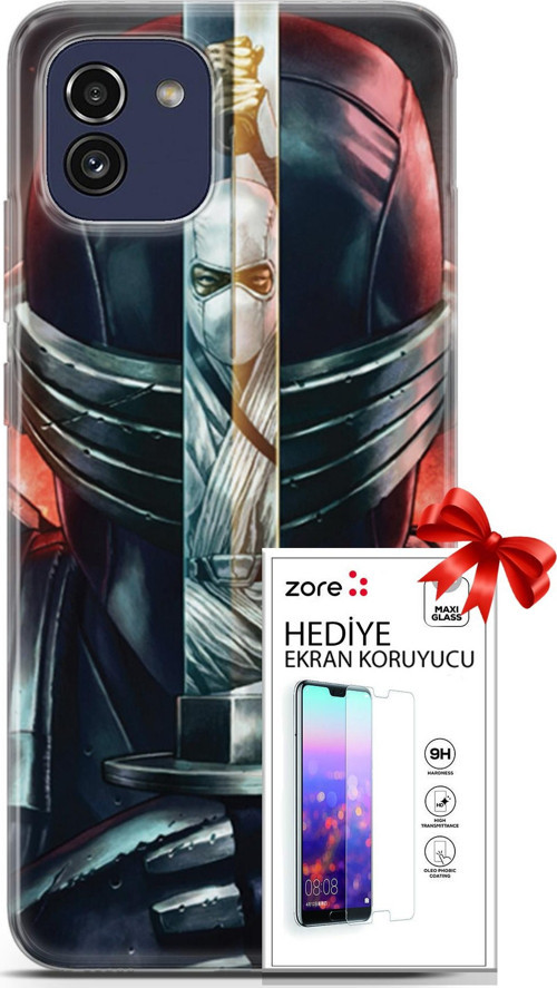 Samsung Galaxy A03 Kılıf Orijinal Seri Supers 08 Snake Eyes Baskılı Kılıf + Ekran Koruyucu