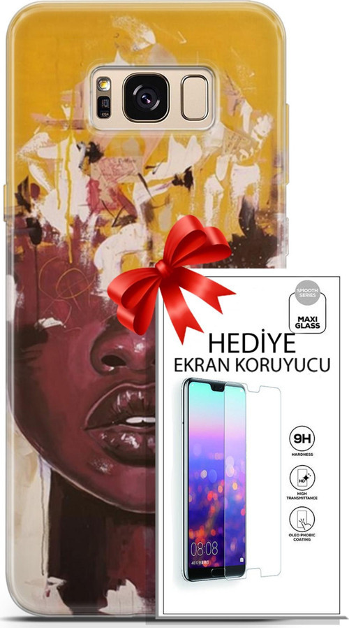 Samsung Galaxy S8 Kılıf Orijinal Seri Soul 23 Sarı Kahverengi Telefon Kabı Ve Ekran Koruyucu