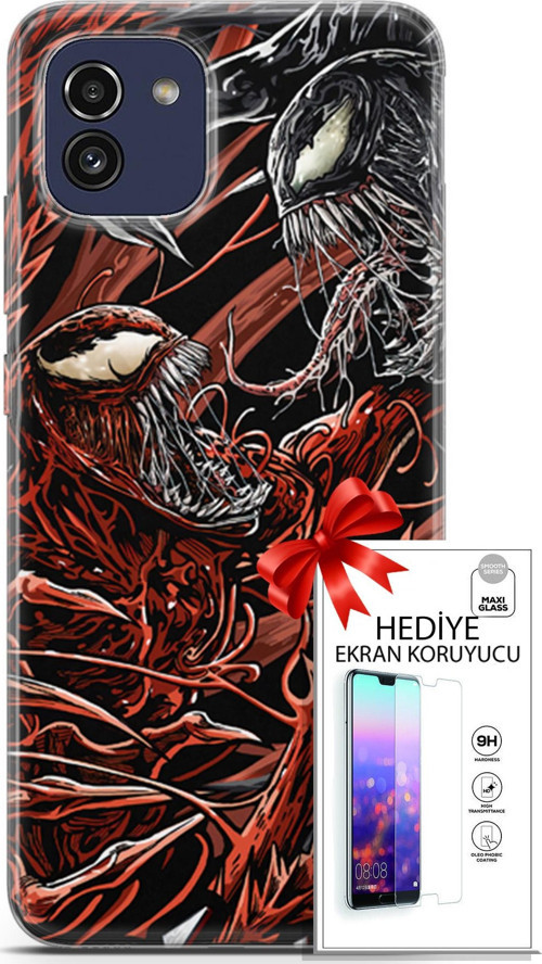Samsung Galaxy A03 Kılıf Orijinal Seri Cardano 21 Stranger Darbe Önleyici Kapak + Ön Ekran Koruyucu