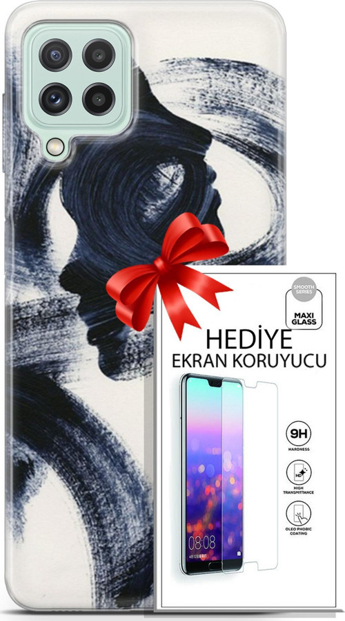 Samsung Galaxy A22 Kılıf Orijinal Seri Soul 10 2 Yüzlü Full Hd Kılıf + Ekran Koruyucu