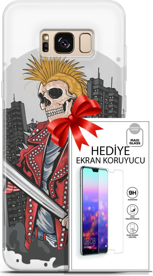 Samsung Galaxy S8 Kılıf Orijinal Seri Punky 08 Punk Serseri Baskılı Kılıf + Ekran Koruyucu