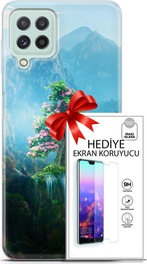 Samsung Galaxy A22 Kılıf Orijinal Seri Neo 29 Red Hood Leke Tutmaz Kapak + Ekran Koruyucu