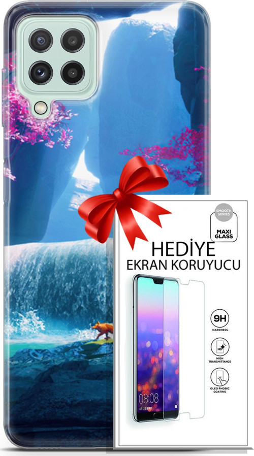Samsung Galaxy A22 Kılıf Orijinal Seri Neo 05 Iron Man Koruma Kılıfı + Ekran Koruyucu