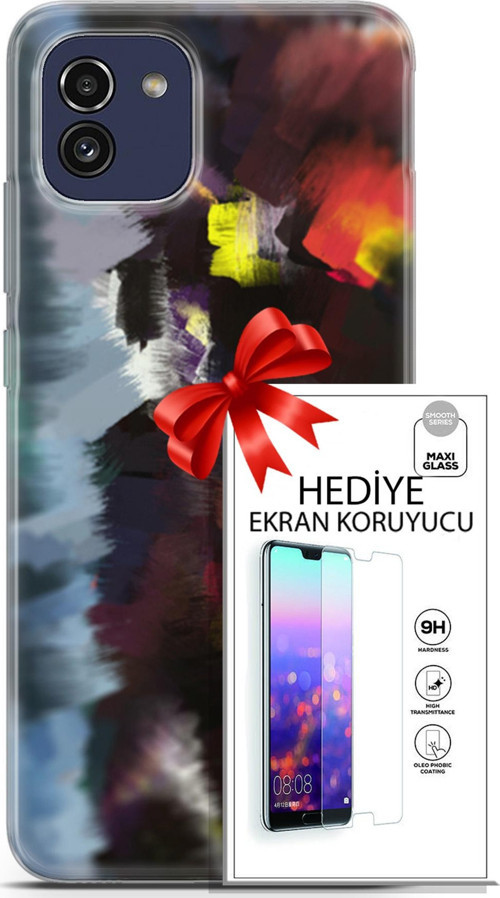 Samsung Galaxy A03 Kılıf Orijinal Seri Nature 19 Çok Renkli Tam Koruma Kılıf + Ekran Koruyucu