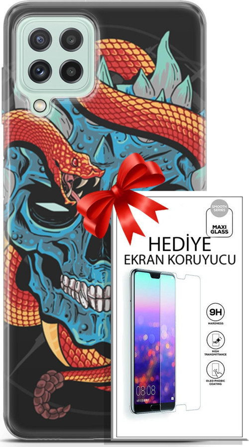 Samsung Galaxy A22 Kılıf Orijinal Seri Punky 13 Şeytan Case Kapak Ekran Koruyucu