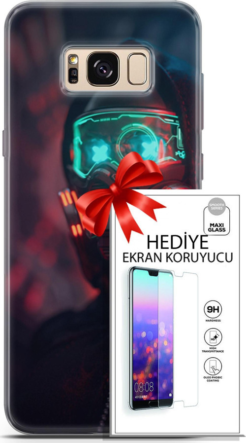 Samsung Galaxy S8 Kılıf Orijinal Seri Cyberpunk 03 Vr Maske Arka Kapak + Ekran Koruyucu