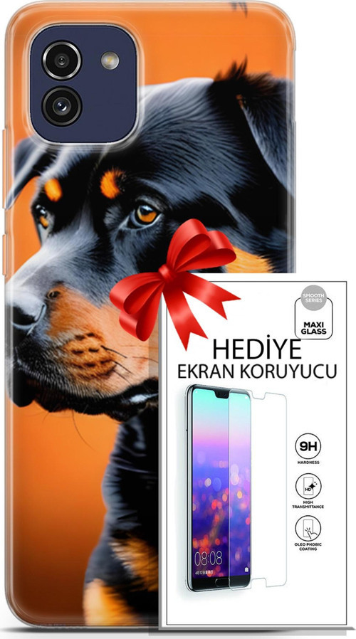 Samsung Galaxy A03 Kılıf Orijinal Seri Dogs 23 Rottweiler Telefon Kabı Ve Ekran Koruyucu