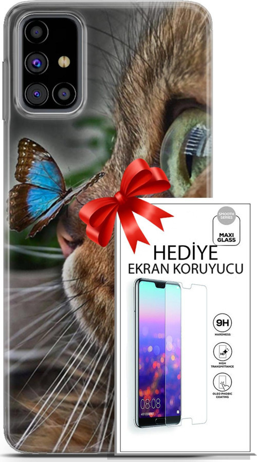 Samsung Galaxy M31S Kılıf Orijinal Seri Scotish-British 12 Munchkin Kelebek Tasarım Kılıf + Ekran Koruyucu
