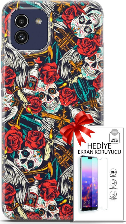 Samsung Galaxy A03 Kılıf Orijinal Seri Bounce 21 Carol Lowe Darbe Önleyici Kapak + Ön Ekran Koruyucu
