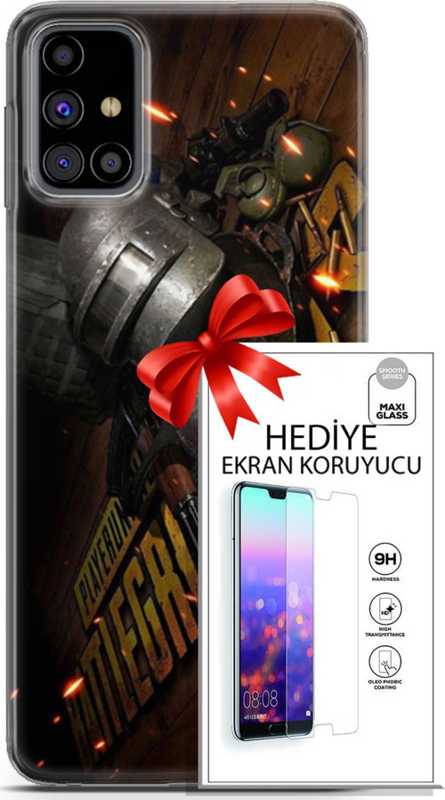 Samsung Galaxy M31S Kılıf Orijinal Seri Pubg 18 Tabela Parlak Kılıf + Ekran Koruyucu Full Korumak
