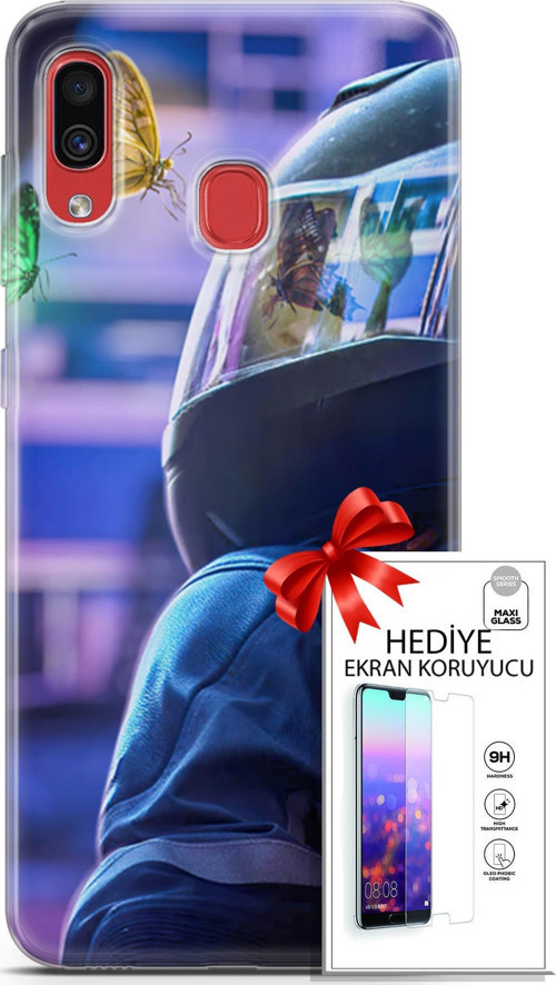 Samsung Galaxy A40 Kılıf Orijinal Seri Algorand 26 Kelebekler Soft Kapak + Ekran Koruyucu