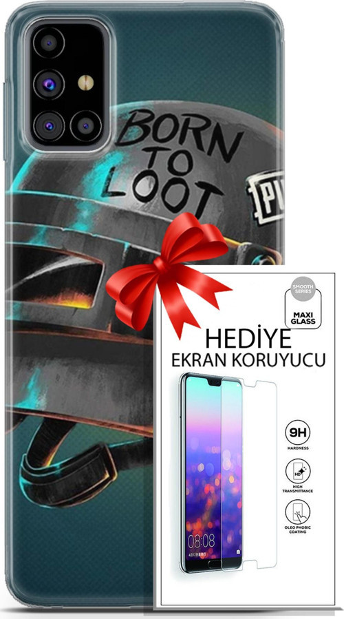 Samsung Galaxy M31S Kılıf Orijinal Seri Pubg 19 Born To Loot Tam Koruma Kılıf + Ekran Koruyucu