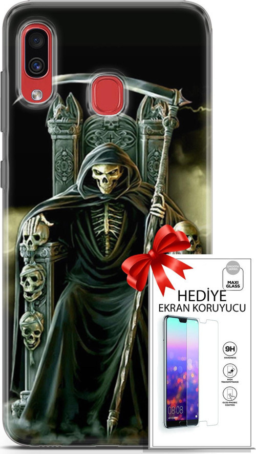 Samsung Galaxy A40 Kılıf Orijinal Seri Cardano 11 İskeletor 4K Baskılı Kılıf + Ekran Koruyucu Full Koruma