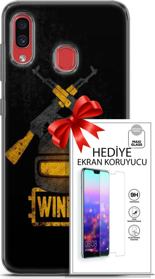 Samsung Galaxy A40 Kılıf Orijinal Seri Pubg 15 Winner Kalın Silikon + Ekran Koruyucu