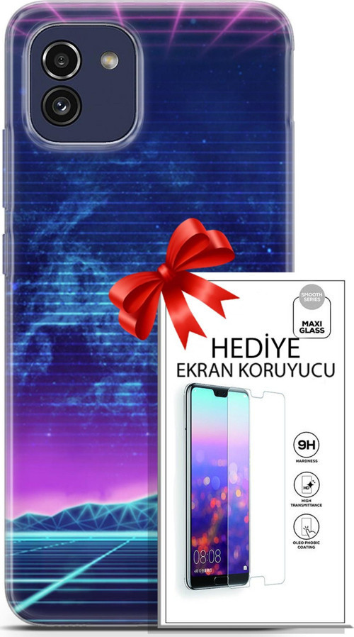 Samsung Galaxy A03 Kılıf Orijinal Seri Cyberpunk 30 Neon Game Kenarları Şeffaf Kapak Ve Ekran Koruyucu