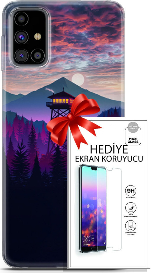 Samsung Galaxy M31S Kılıf Orijinal Seri Fantasy 17 Orman Kule Yumuşak Kılıf + Ekran Koruyucu