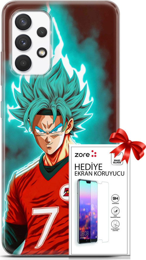 Samsung Galaxy A13 4G Kılıf Orijinal Seri Supers 04 Goku Mavi Ejderha Silikon Kılıf + Ekran Koruyucu