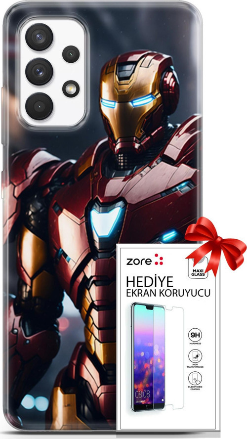 Samsung Galaxy A13 4G Kılıf Orijinal Seri Supers 23 Iron Man Telefon Kabı Ve Ekran Koruyucu