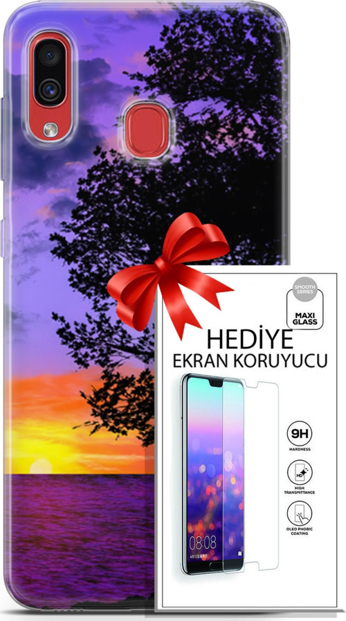 Samsung Galaxy A40 Kılıf Orijinal Seri Fantasy 06 Ağaç Koruyucu Kapak Ekran Koruyucu