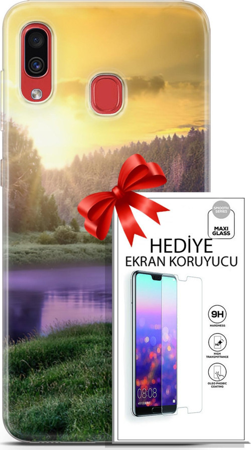 Samsung Galaxy A40 Kılıf Orijinal Seri Fantasy 05 Nehir Koruma Kılıfı + Ekran Koruyucu