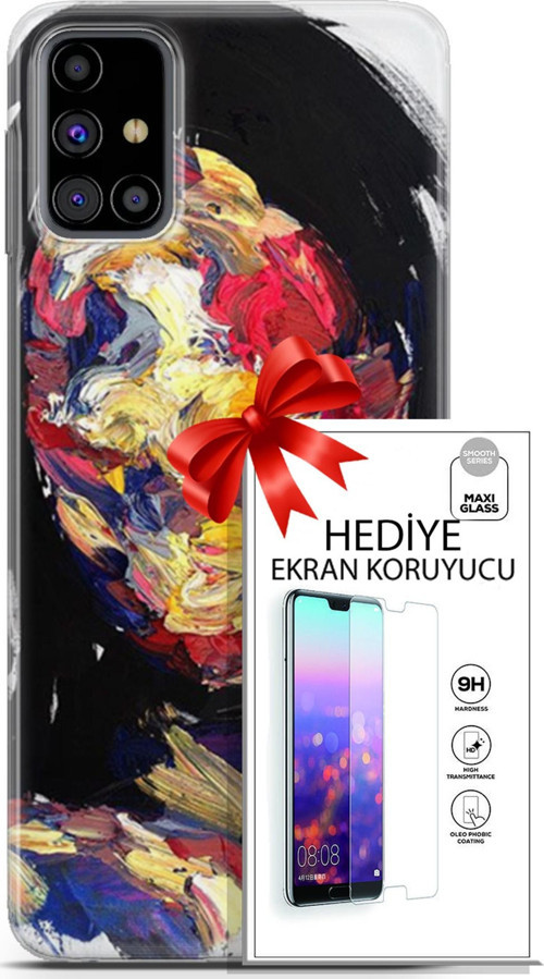 Samsung Galaxy M31S Kılıf Orijinal Seri Soul 16 Karışık Çok Renkli Hediyelik Kılıf Ve Ekran Koruyucu