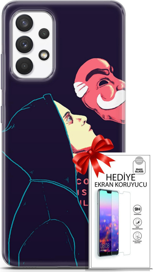 Samsung Galaxy A13 4G Kılıf Orijinal Seri Algorand 18 Illusion Parlak Kılıf + Ekran Koruyucu Full Koruma
