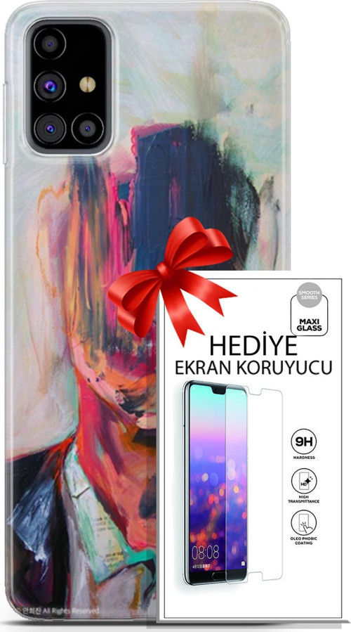 Samsung Galaxy M31S Kılıf Orijinal Seri Soul 22 Acivert Pembe Kap + Ekran Koruyucu