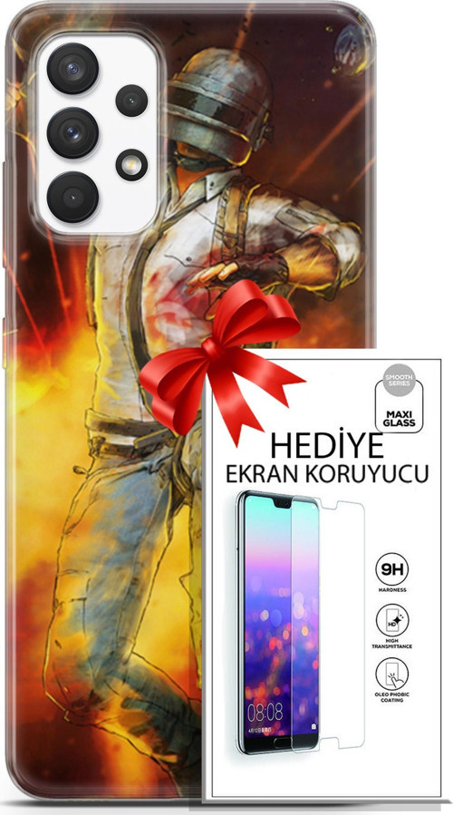 Samsung Galaxy A13 4G Kılıf Orijinal Seri Pubg 06 Tavalı Karakter Koruyucu Kapak Ekran Koruyucu